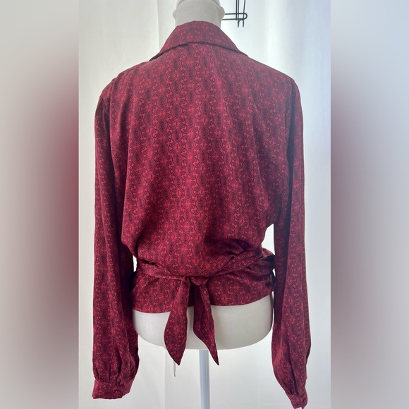UO URBAN OUTFITTERS paisley satin tie blouse TOP - Picture 5 of 10